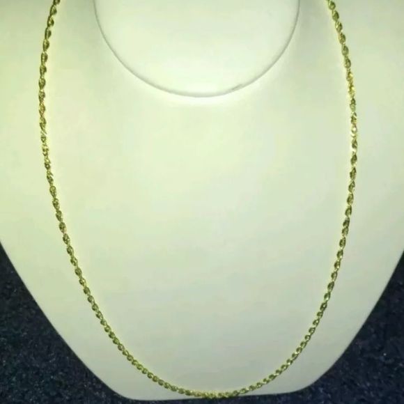 Real 10K Solid Gold 16” Rope Chain Women Necklace - Picture 1 of 2